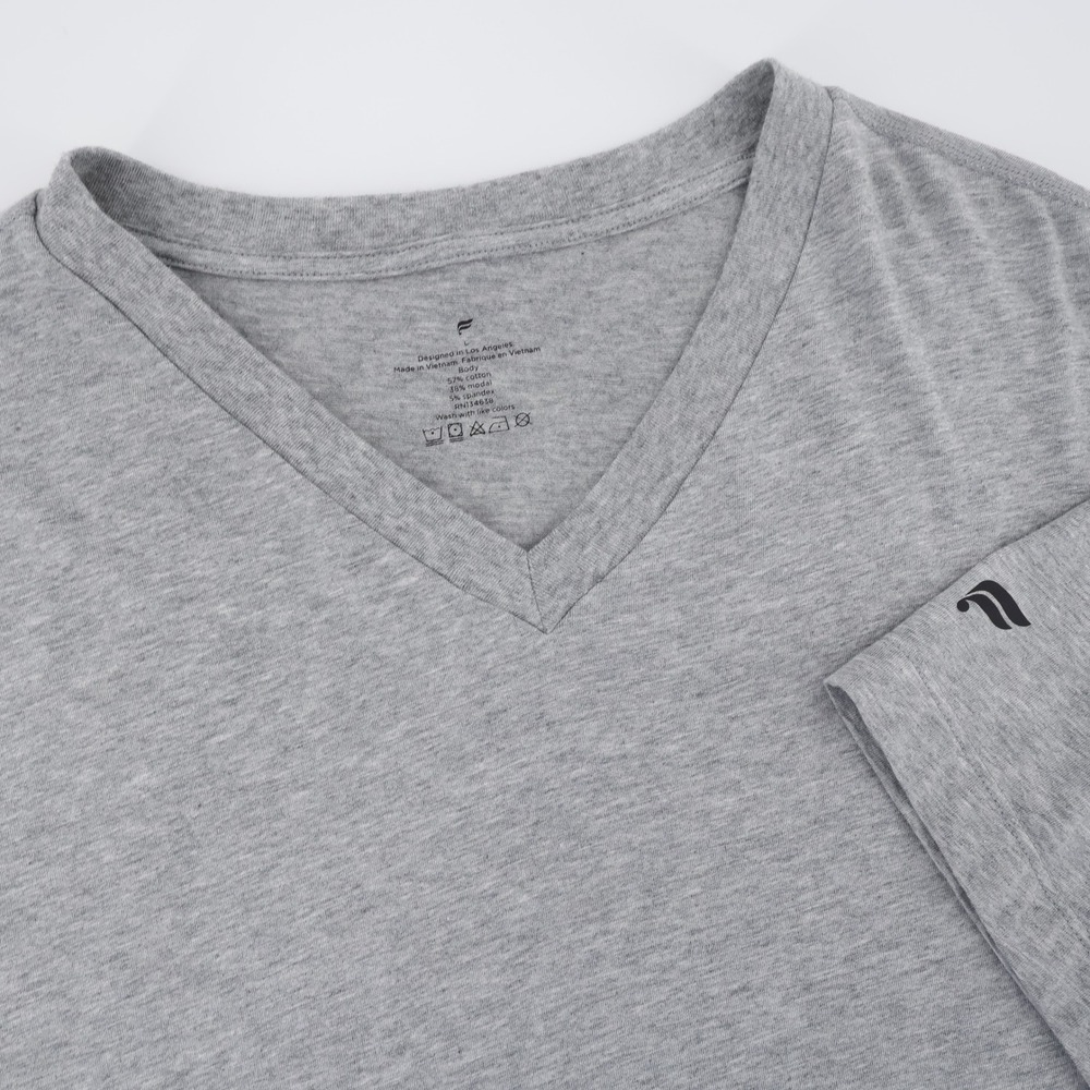 Fabletics Heathered V-Neck T-Shirt Gray Short Sleeve Mens Size L
